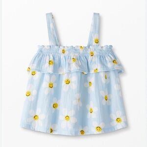 Hanna Andersson Print Smocked Tank In Cotton Muslin size 6-7